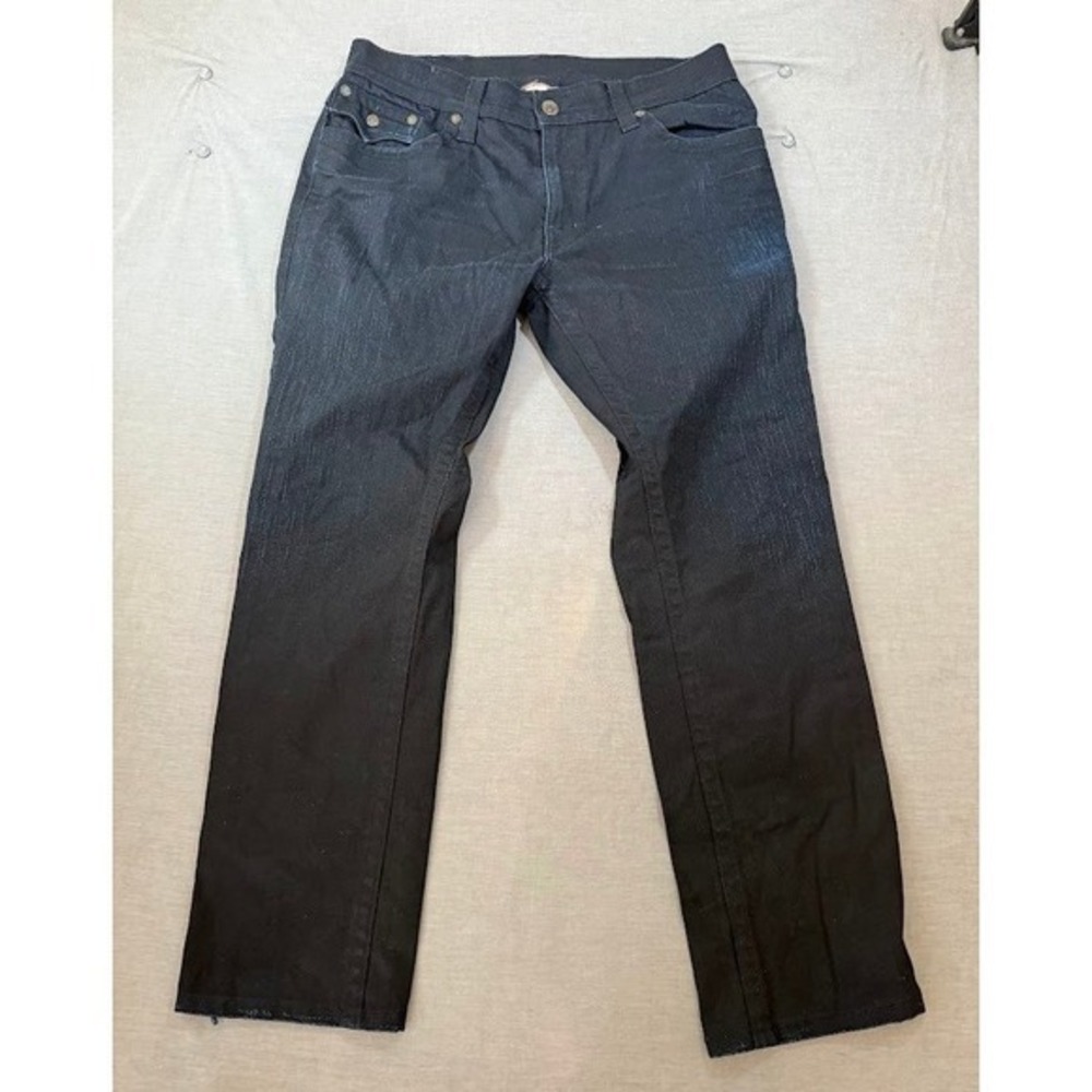 True Religion Ricky Mens Jeans Black Wash Straight Leg Denim Pants 36X31.
